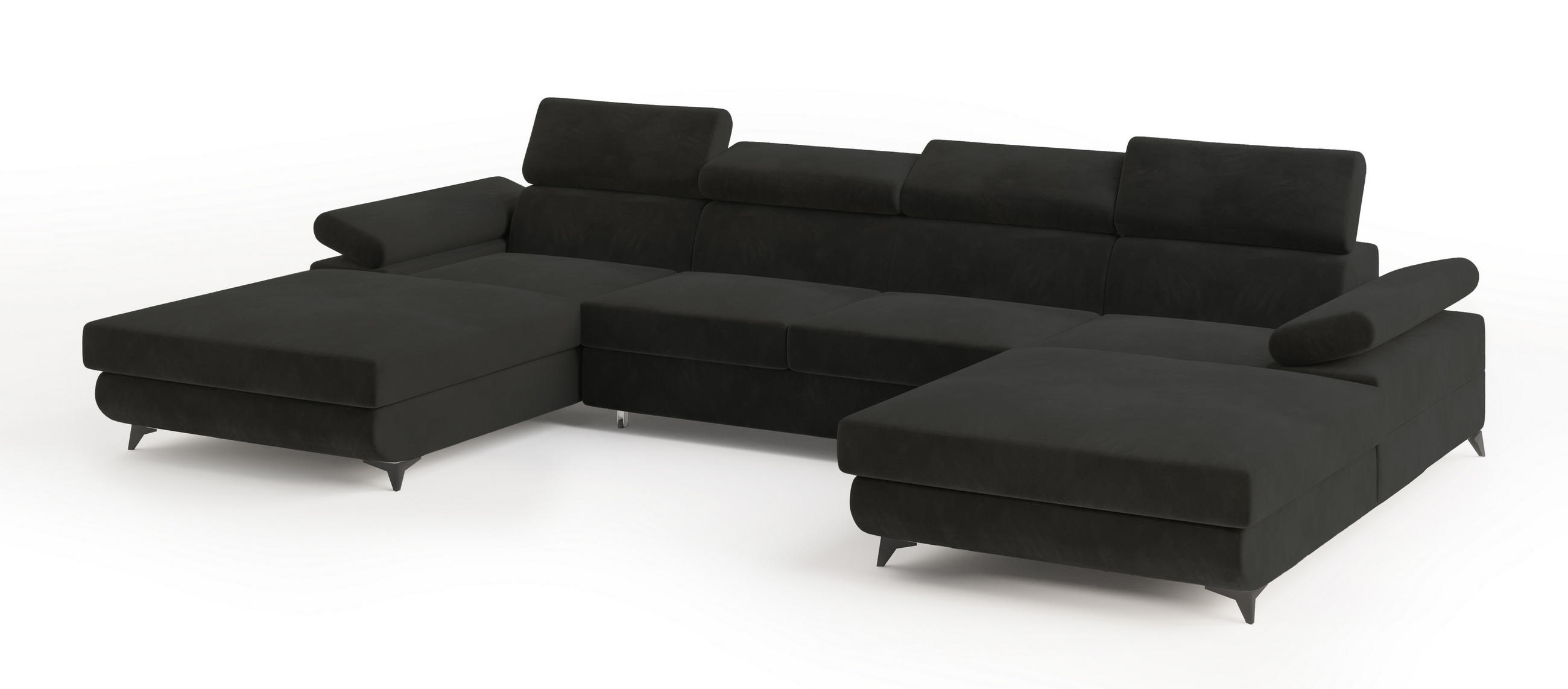 Masseno Wohnlandschaft Schwarz 339x89x190 cm