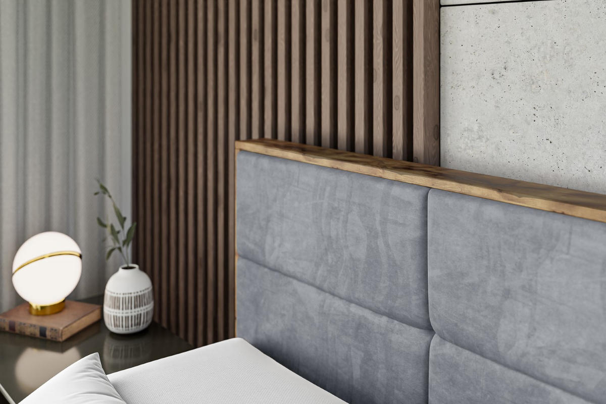 BOXBETT mit Matratze H3 und Lattenrost - LOLLI1 - 200x200 - Grau - Grau, Holzwerkstoff/Kunststoff (200/200cm) - ALTDECOR