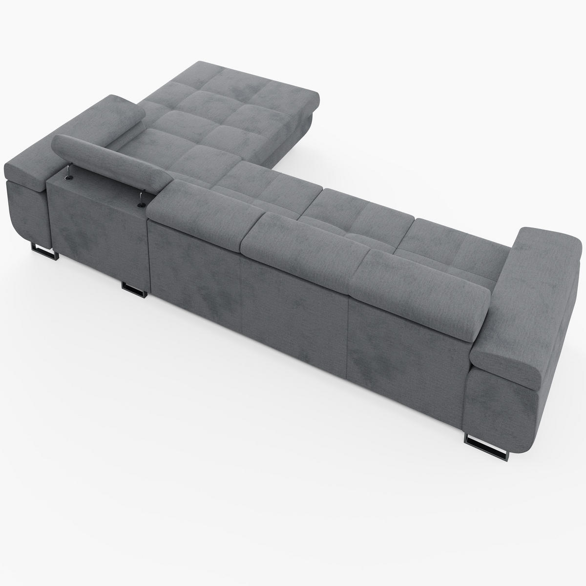 ECKSOFA VEMO CORE PLUS Rechts Dunkelbraun Velours-Stoff mit Schlaffunktion und Bettkasten - Dunkelbraun, Holz/Metall (350/205cm) - Barchello