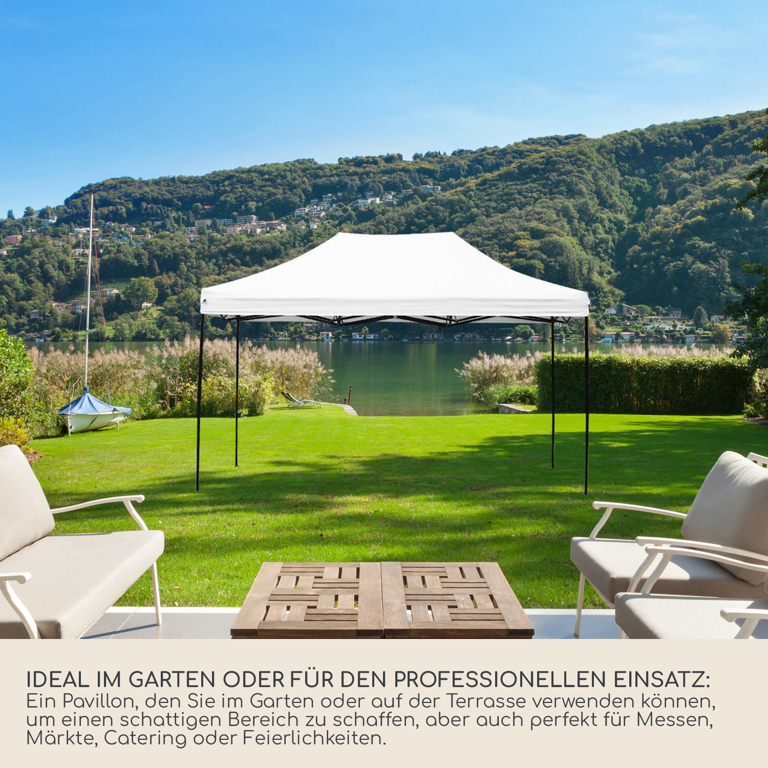 Thumbnail - Mobili Rebecca Faltpavillon, Weiß, Metall, Rechteckig, 300x310x450 cm, Sonnen- & Sichtschutz, Pavillons & Pergolas