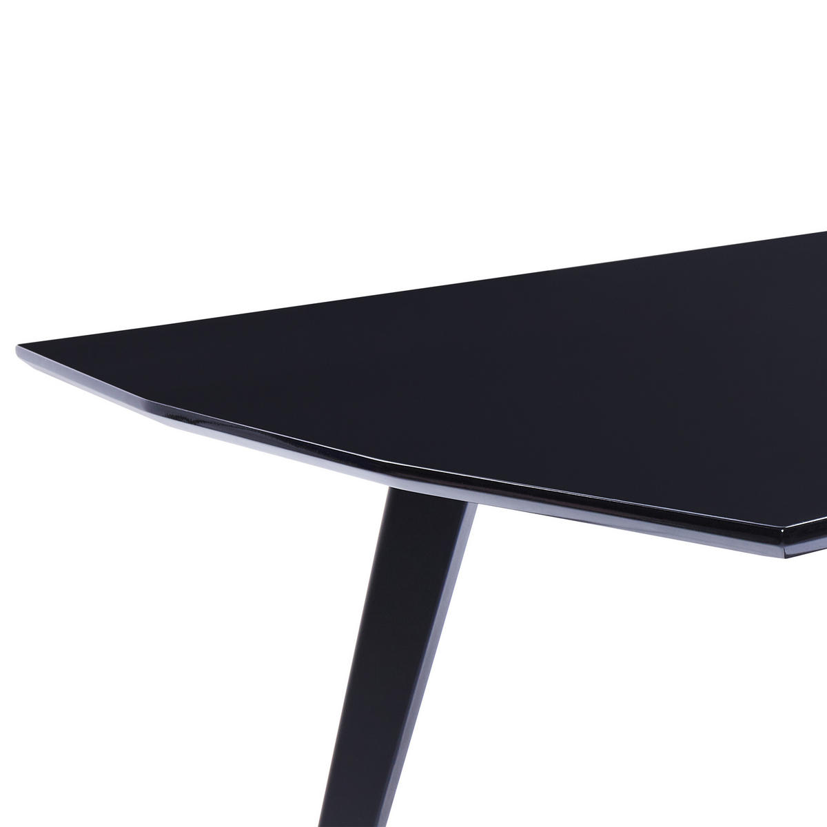 ESSTISCH schwarz glänzend 160/90 cm Mossle - Silberfarben/Schwarz, Holzwerkstoff (90/76/160cm) - Beliani
