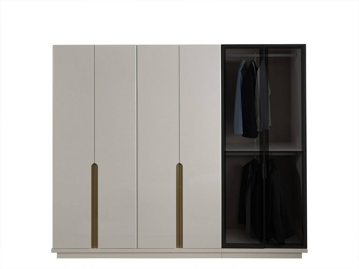 BETTANLAGE Pedro Brown Typ-1 Bett mit Kopfteil, 2 Nachttische, Kleiderschrank und Kommode - Braun, Holzwerkstoff (160/200cm)