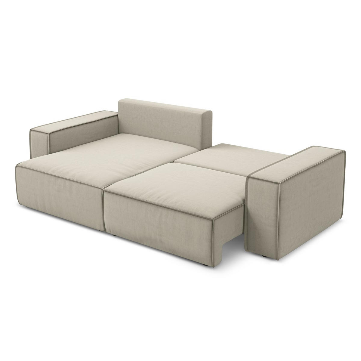 ECKSOFA mit Schlaffunktion Samt Stoff Creme - Perlmutt/Creme, Kunststoff/Textil (148/257cm) - LaMiaSofa