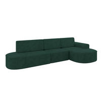 ECKSOFA mit Schlaffunktion Ottomane RECHTS MARI L2-S 368X167X85 Grün Velours - Waldgrün/Schwarz, Holzwerkstoff/Kunststoff (167/368cm) - ALTDECOR