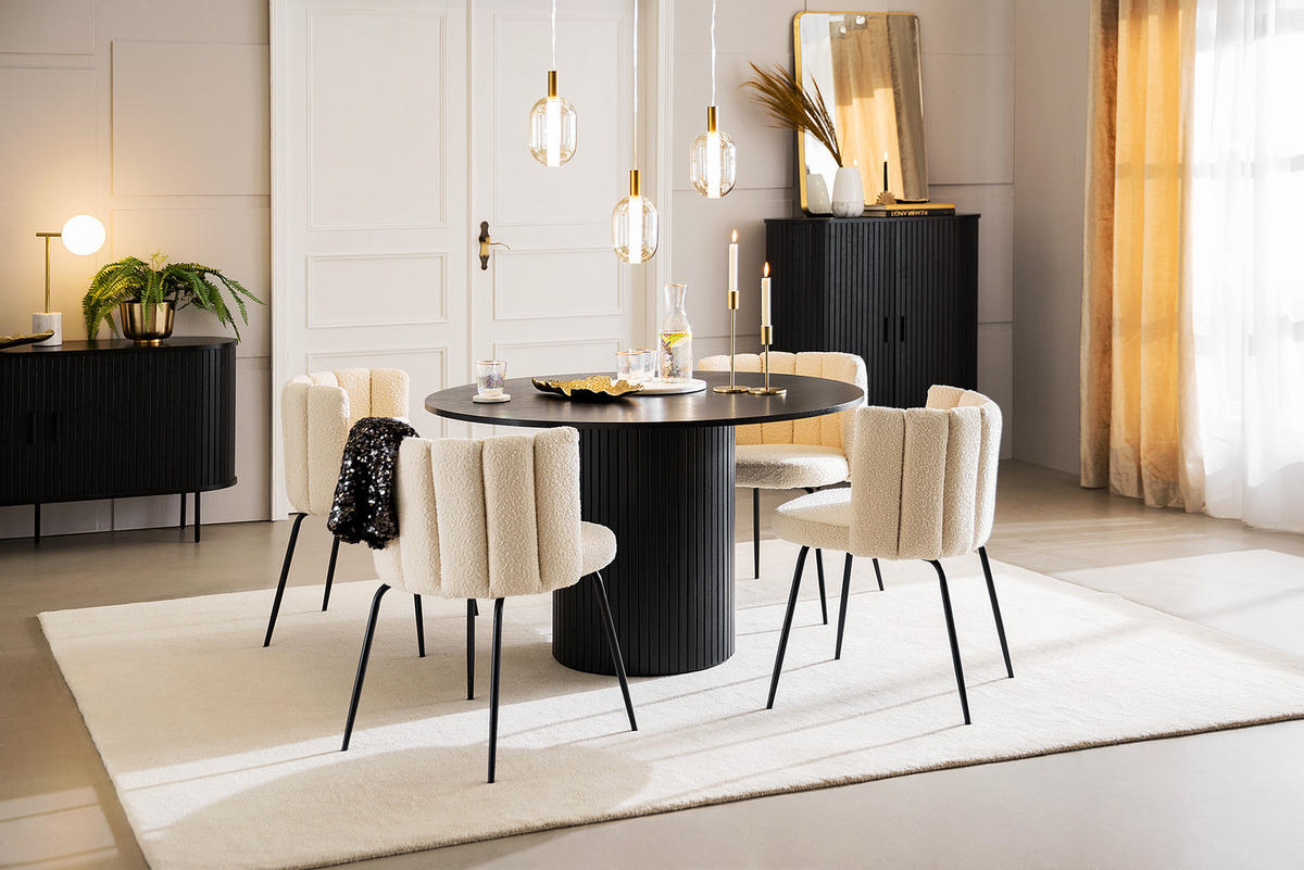 ESSTISCH - Echtholzfurnier - Eichefarben/Schwarz, Holzwerkstoff (120/120/75cm) - home24