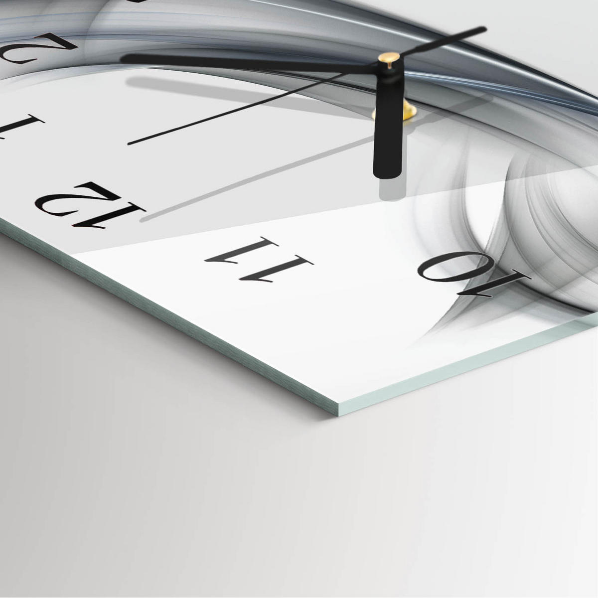 WANDUHR 30x30 cm - Abstraktion - Grau, Glas (30/30/0.4cm) - TULUP