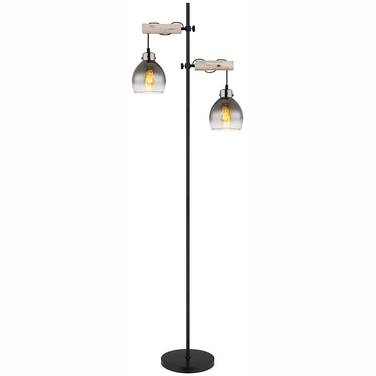 LED STEHLEUCHTE Holz Braun Schwarz - Braun, Holz (48/25/168cm) - Globo Lighting