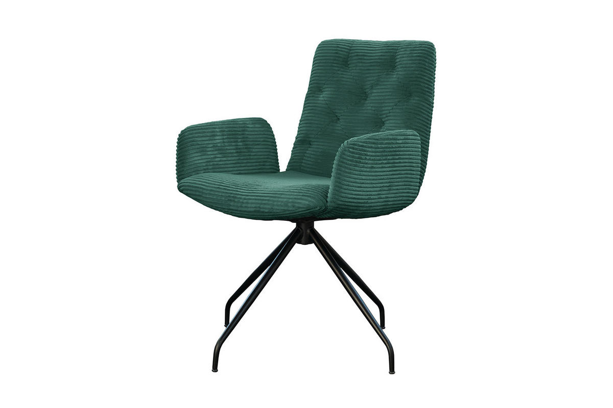 DREHSTUHL NEW CHARME Smaragdgrün Cord - Smaragdgrün, Textil (59/87/66cm) - KAWOLA