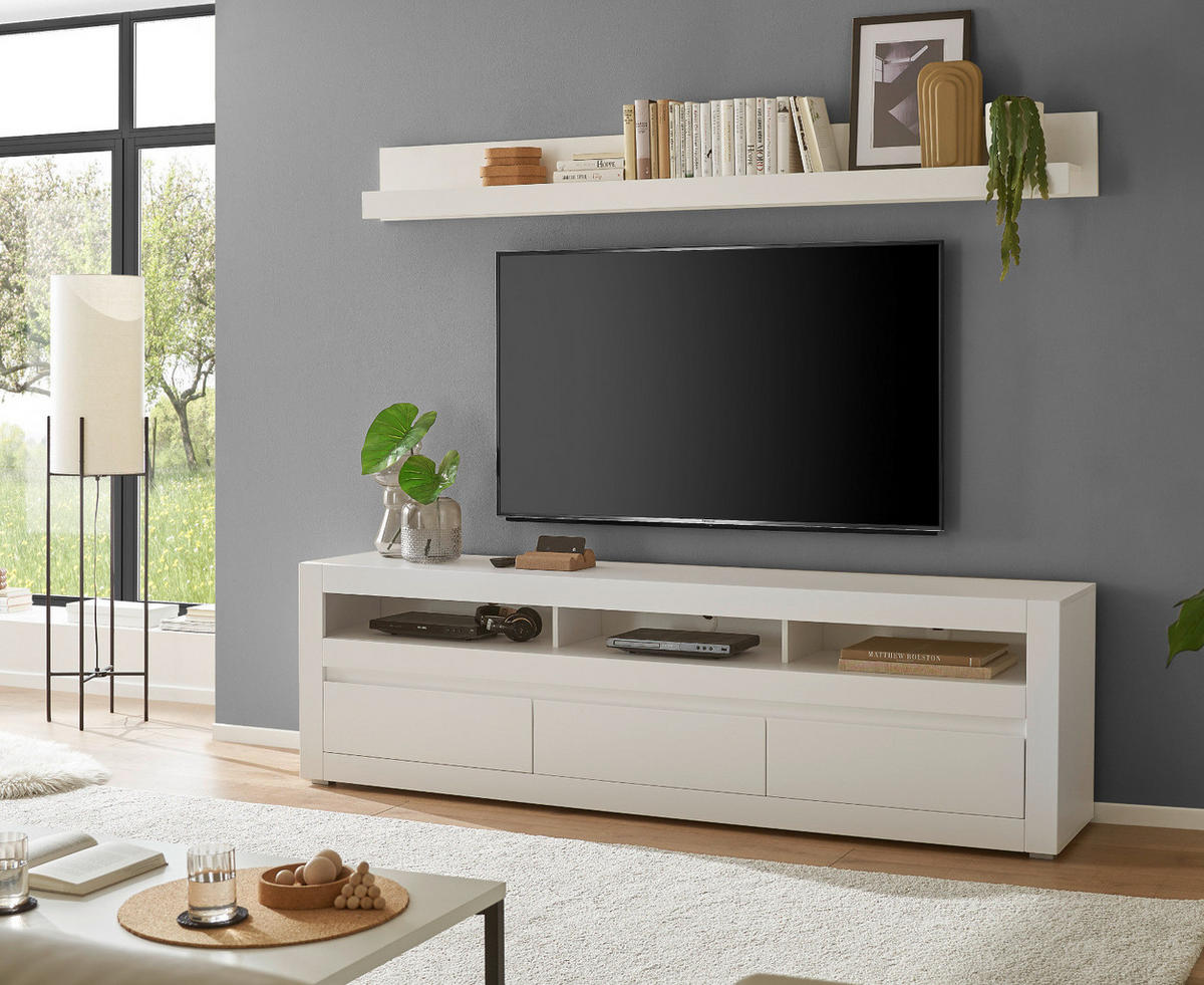 WANDBOARD weiß matt, Wandregal 217 x 22 cm, Derby - Weiß, Holzwerkstoff (217/22/18cm) - Furn.Design