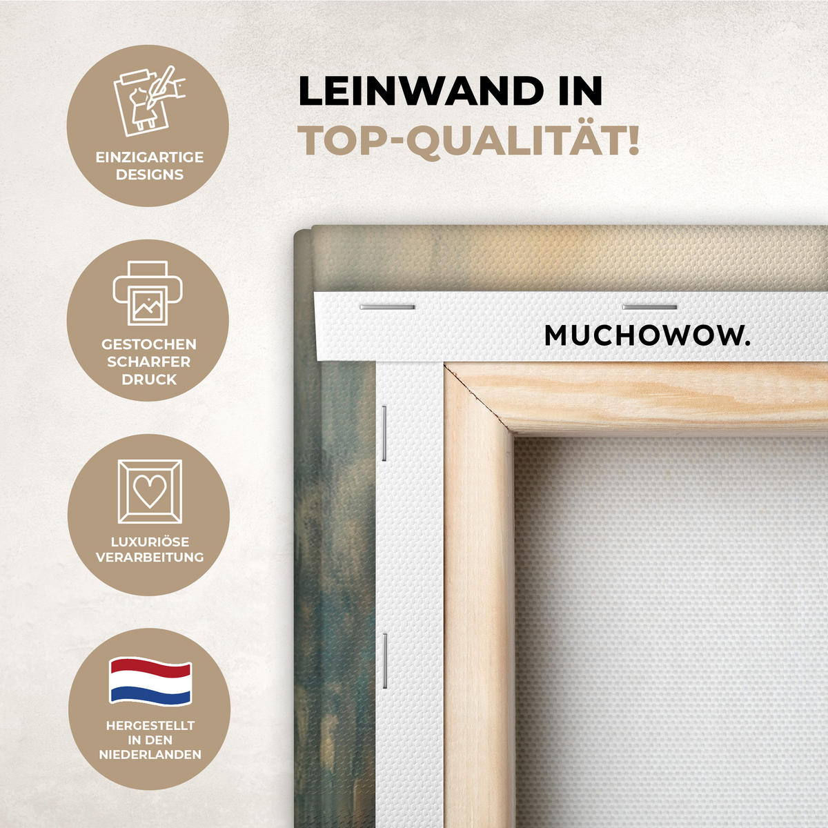 LEINWANDBILD Hirsch - Gemalt - Geweih - Braun 60x80 cm - Haselnussfarben, Textil (60/80cm) - MuchoWow