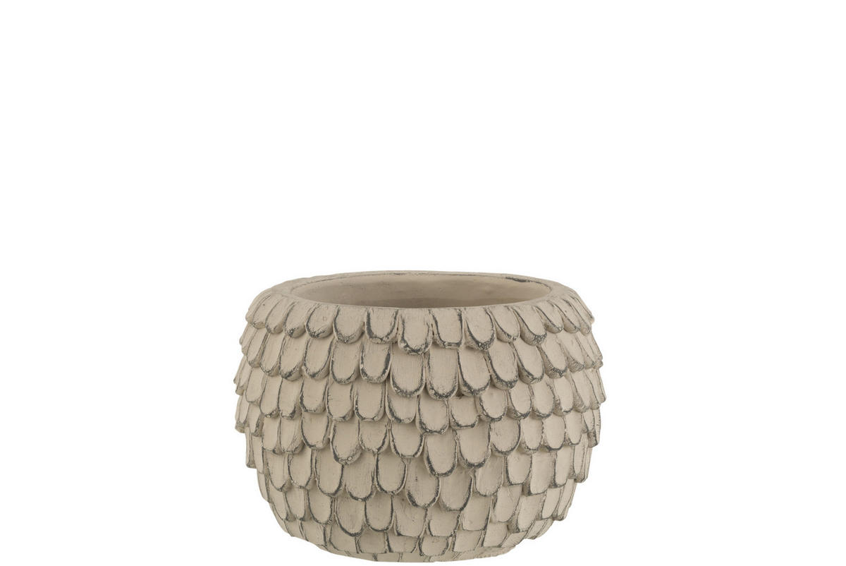 BLUMENTOPF BLATT - Zement - Grau - M - Ø 18,5 cm - Grau, Stein (18.5/13.5cm) - J-Line
