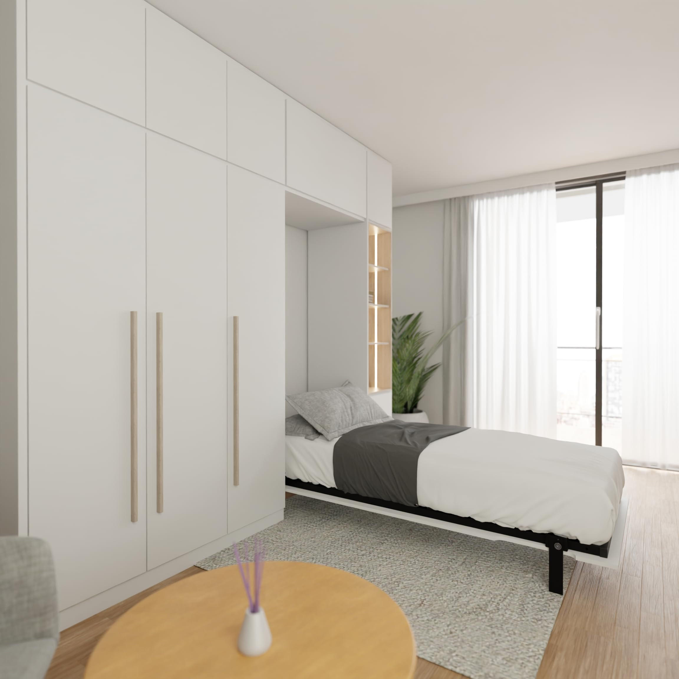 SCHRANKBETT Morphy Einbaubares 90x200 Vertikal - Weiß, Holz (90/200cm) - WallBedKing