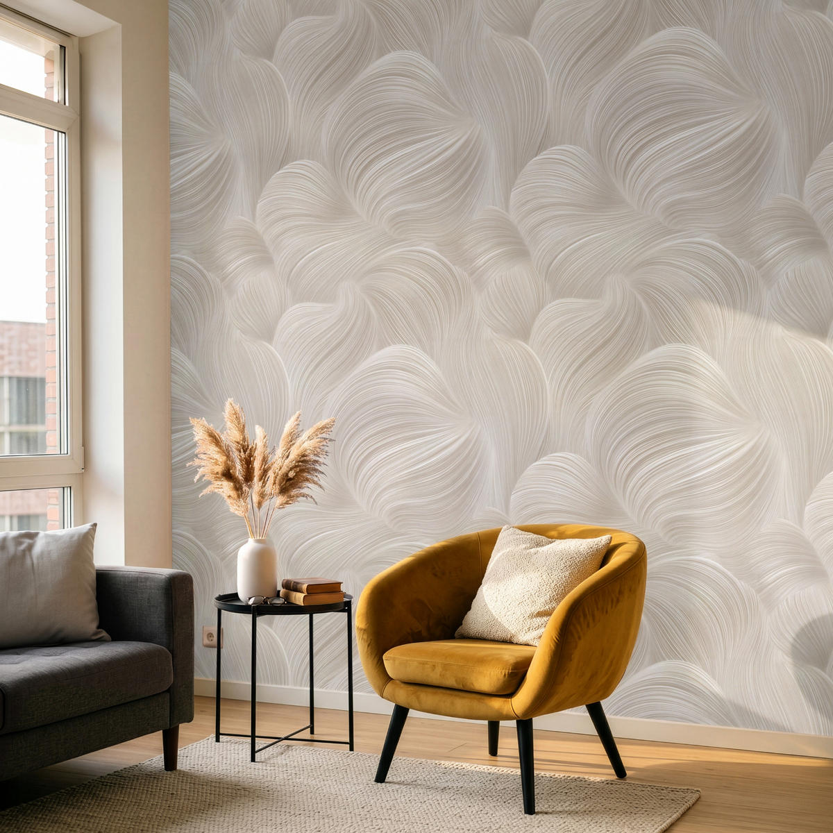 TAPETE - Lines - Ventilator - Beige - 220x240 cm - Creme, Papier (220/240cm) - OnlyWow