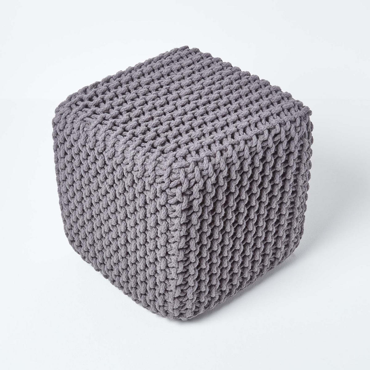 STRICK-POUF grau, Sitzwürfel 35/35/35 cm - Grau, Textil (35/35/35cm) - Homescapes
