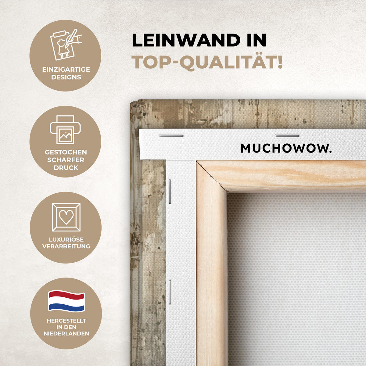 LEINWANDBILD Weihnachtsbaum - Vintage - Weihnachten - Geschenk 60x80 cm - Rostfarben, Textil (60/80cm) - MuchoWow