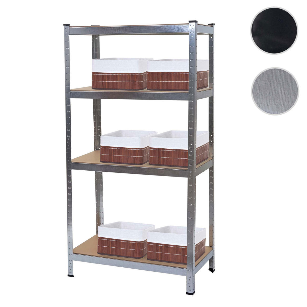 SCHWERLASTREGAL MIT KORB Silbergrau, Braun - Braun/Grau, Metall (80/160/40cm) - MCW