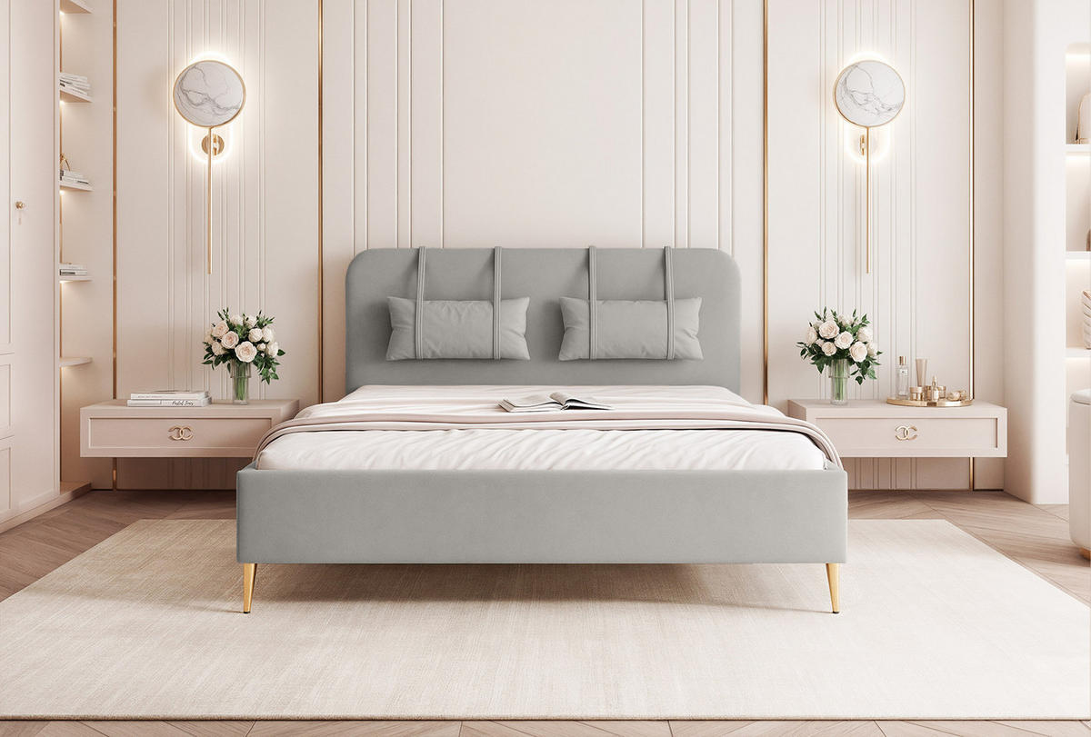 POLSTERBETT Rexal 140x200 cm, Grau - Grau, Textil (200/140cm) - Fedve