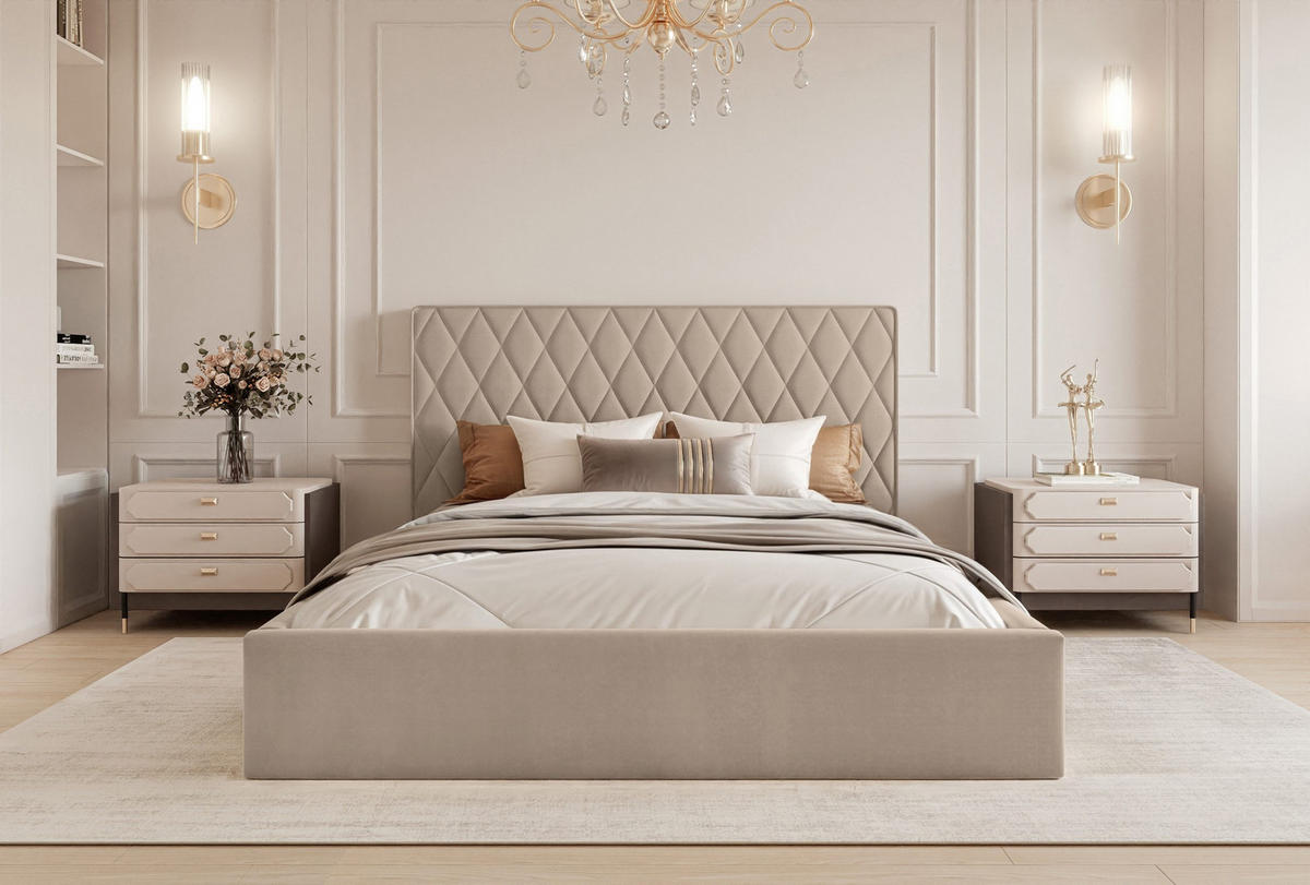 POLSTERBETT Cupo 200x200 cm, Beige - Beige, Textil (200/200cm) - Fedve