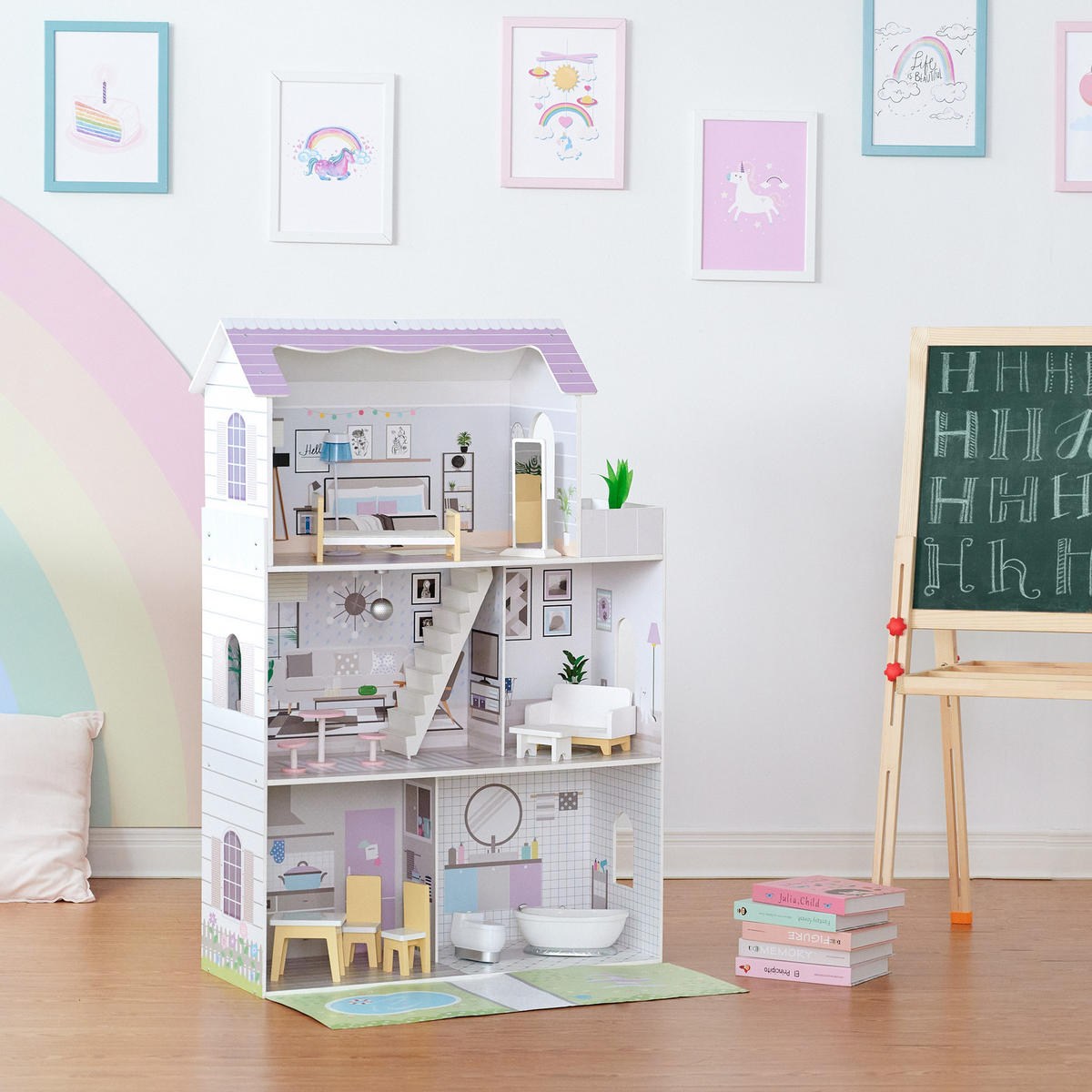 PUPPENHAUS, Mehrfarbig, 112cm - Multicolor, Holzwerkstoff (30/74cm) - Teamson Kids
