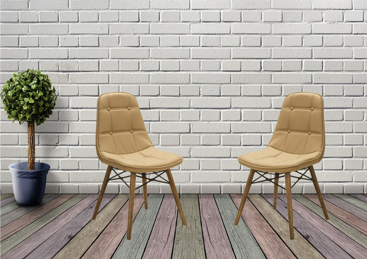 STUHL DENVER mit Holzbeinen - Hellbraun, Holz/Textil (46/85/46cm) - Stuhlmann