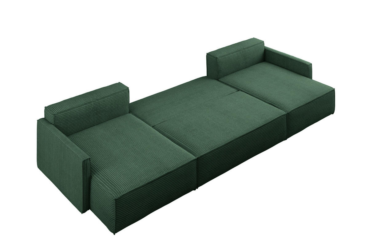 ECKSOFA Carlos Mit Schlaffunktion und Bettkasten Elegante Stoff Poso Grün - Grün, Holz/Textil (348/142cm) - Kaiser Möbel