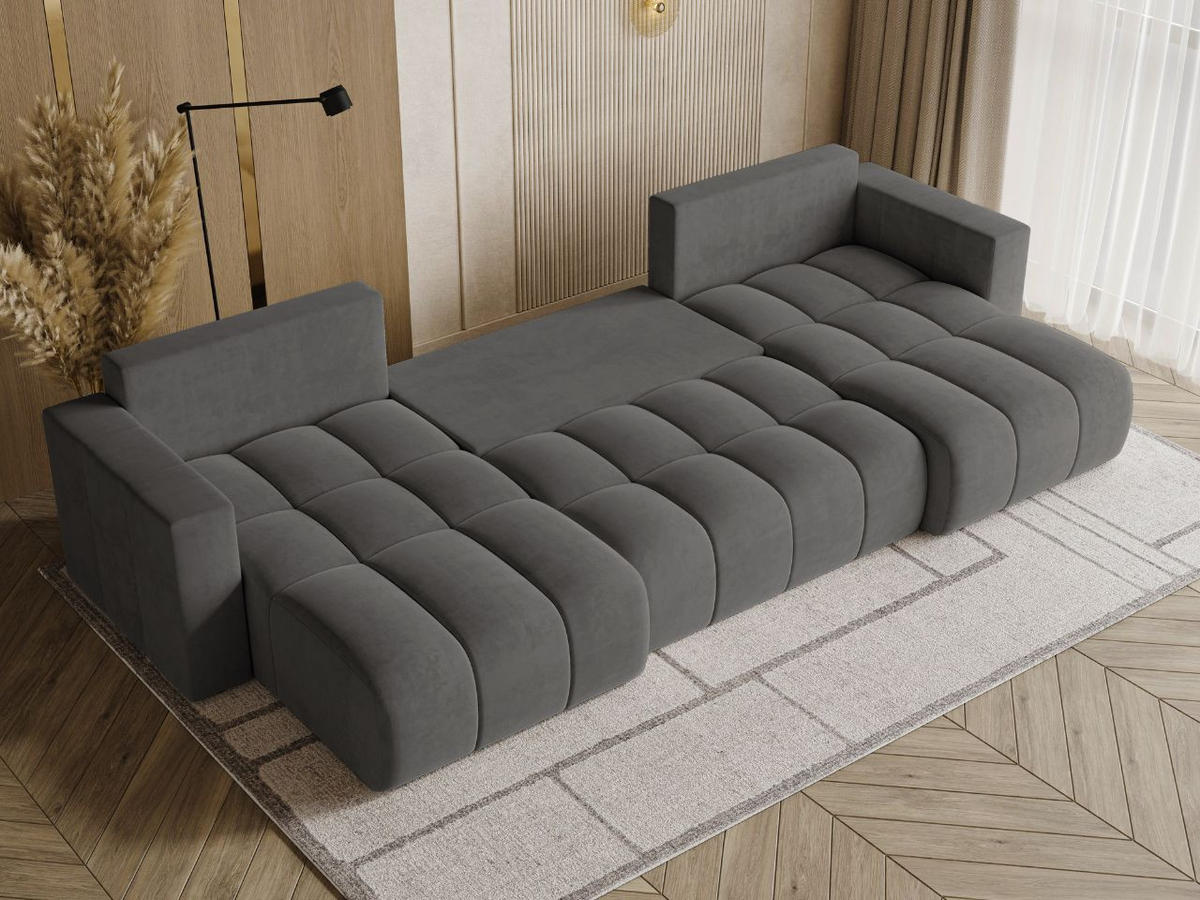 ECKSOFA U Neva Dunkelgrau - Dunkelgrau, Holz/Textil (370/170cm) - Graingold