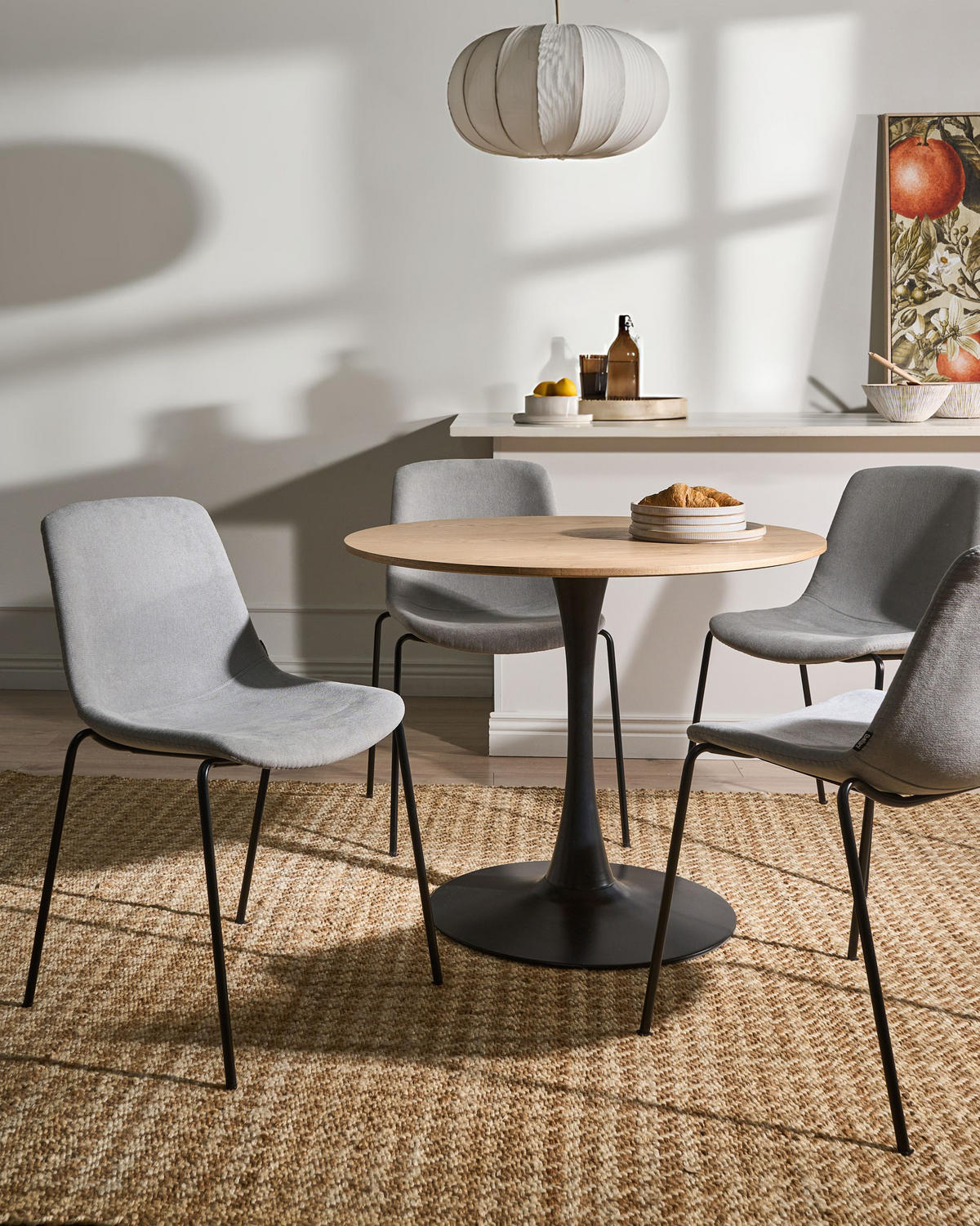 ESSZIMMERSTUHL 4er-Set Grau Tiller - Schwarz/Grau, Textil (54/84/53cm) - Beliani