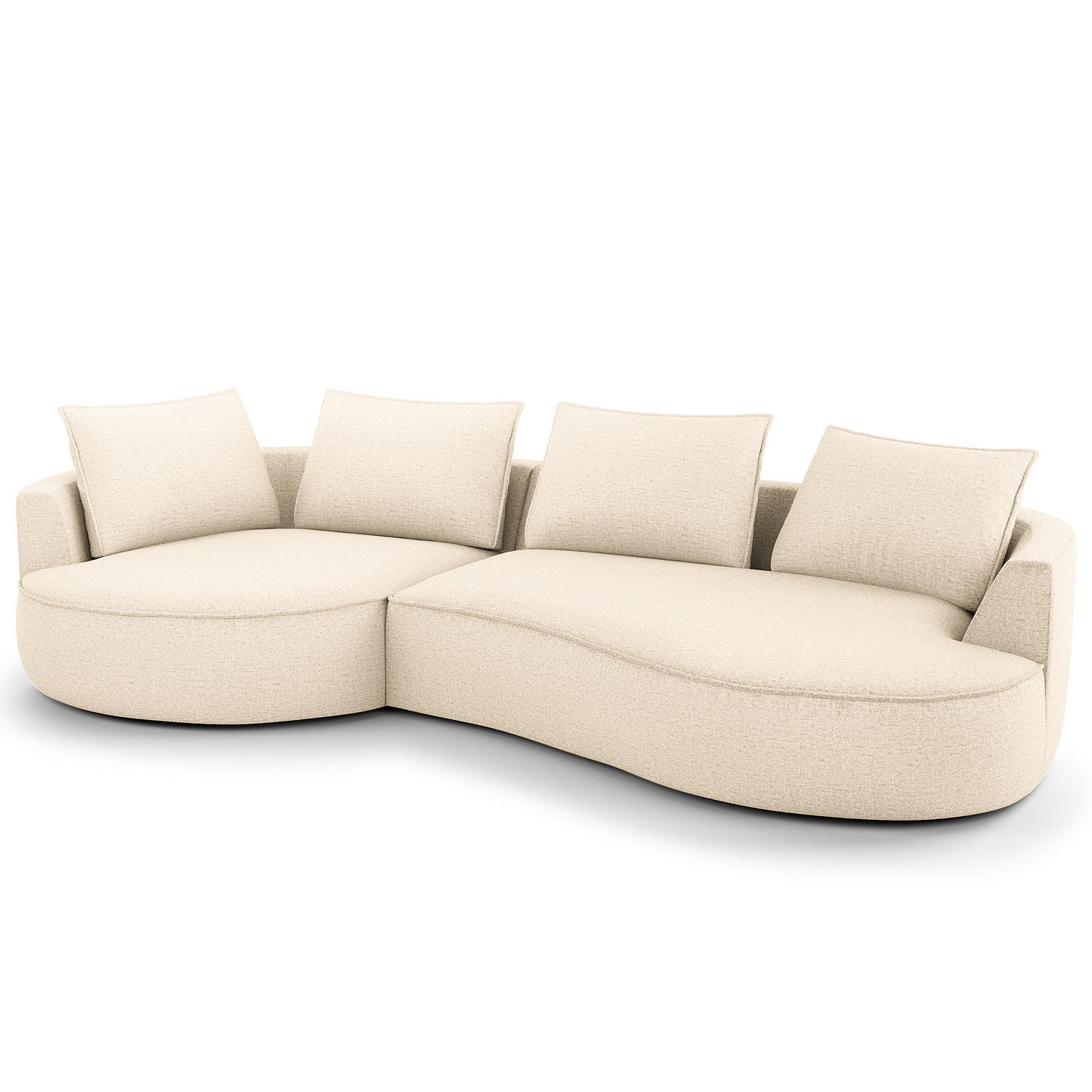 BIGSOFA - Champagner/Schwarz, Kunststoff/Textil (322/82/154cm) - home24