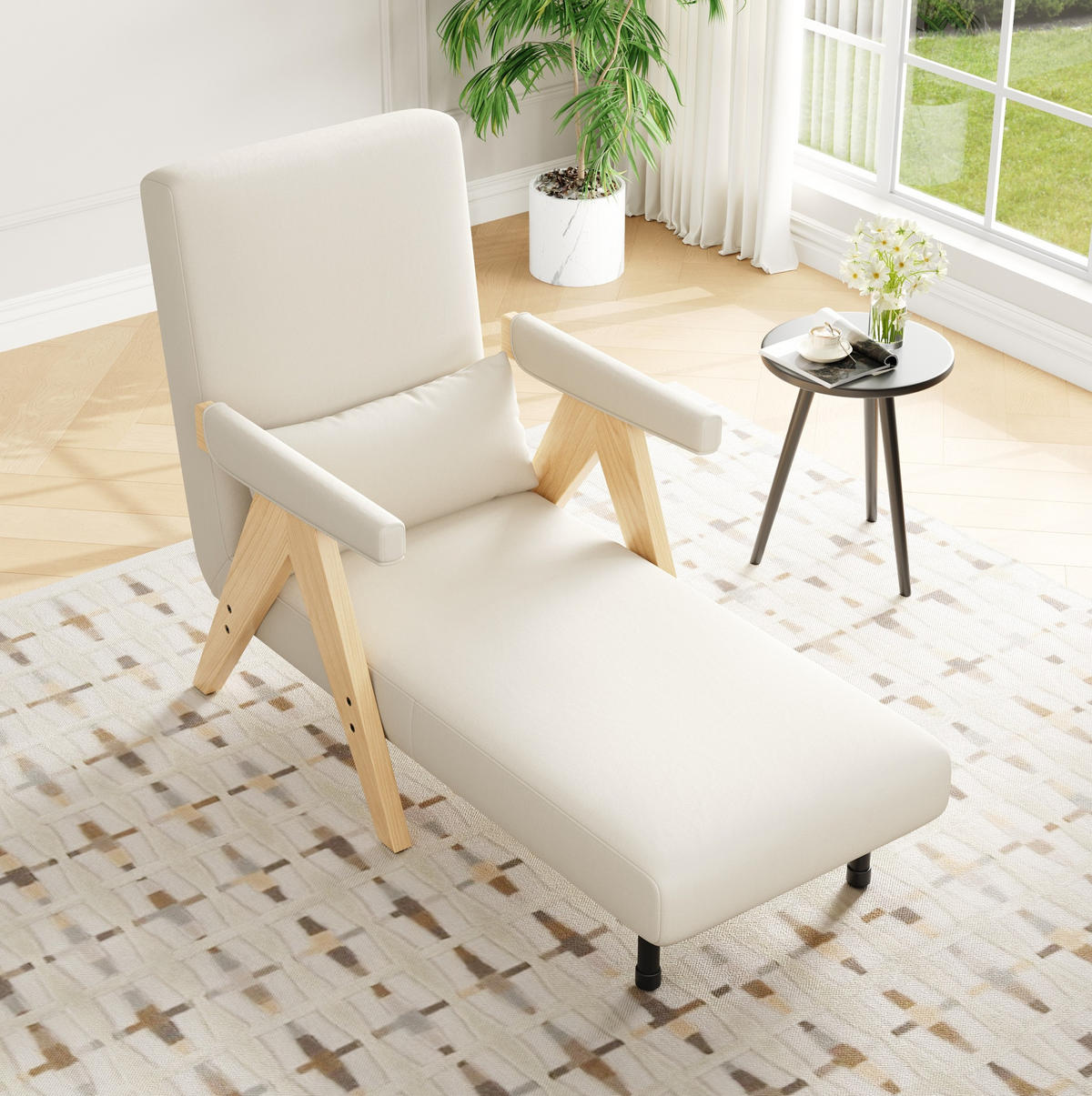 POLSTERSESSEL 87/64/60 cm mit Schlaffunktion und 6-fach verstellbarer Rückenlehne - Beige, Textil (87/64/60cm) - BEAOK