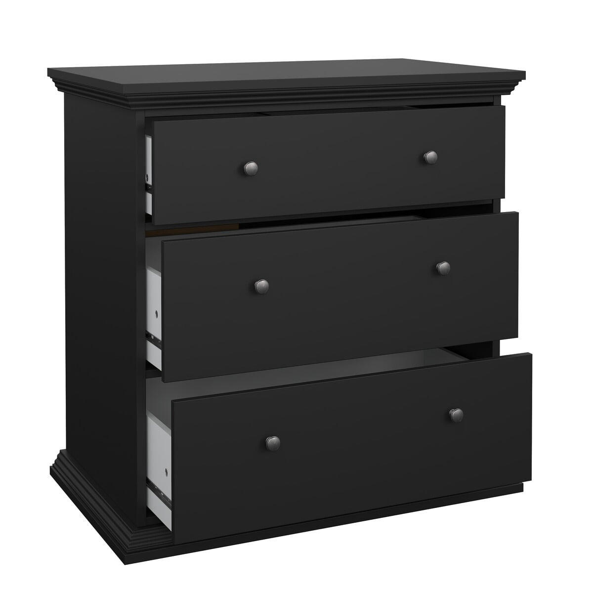 KOMMODE mit 3 Schubladen B86,3 cm – SOUTH - Schwarz, Holzwerkstoff (50.6/13.8/50.6cm) - Calicosy