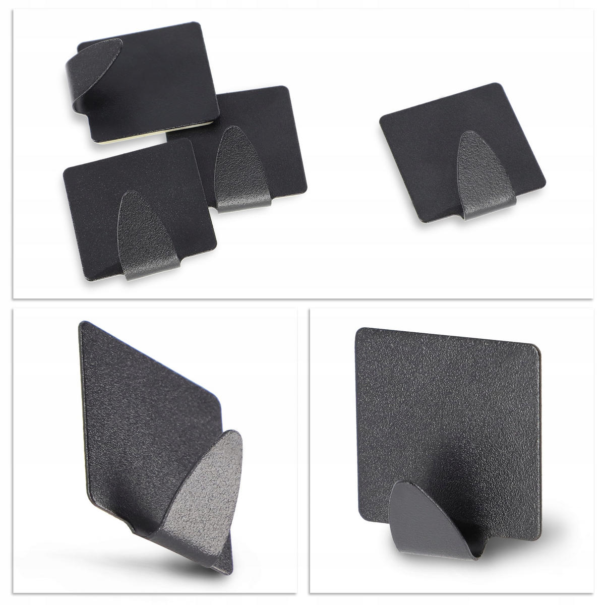 BADEZIMMER-AUFHÄNGER 4 Stück. - Schwarz, Metall (4/4cm) - KADAX