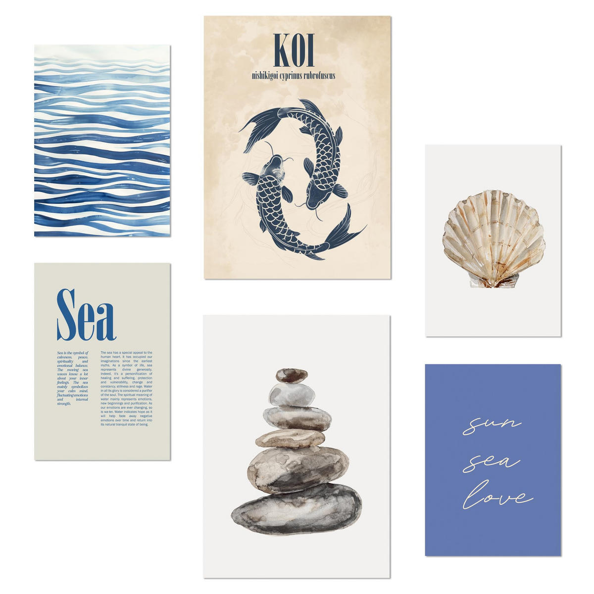 POSTER Set Mit 6 Meer, Ozean, Marine A3 & A4 Rahmenlos - Klar, Papier (29/3cm) - Nacnic
