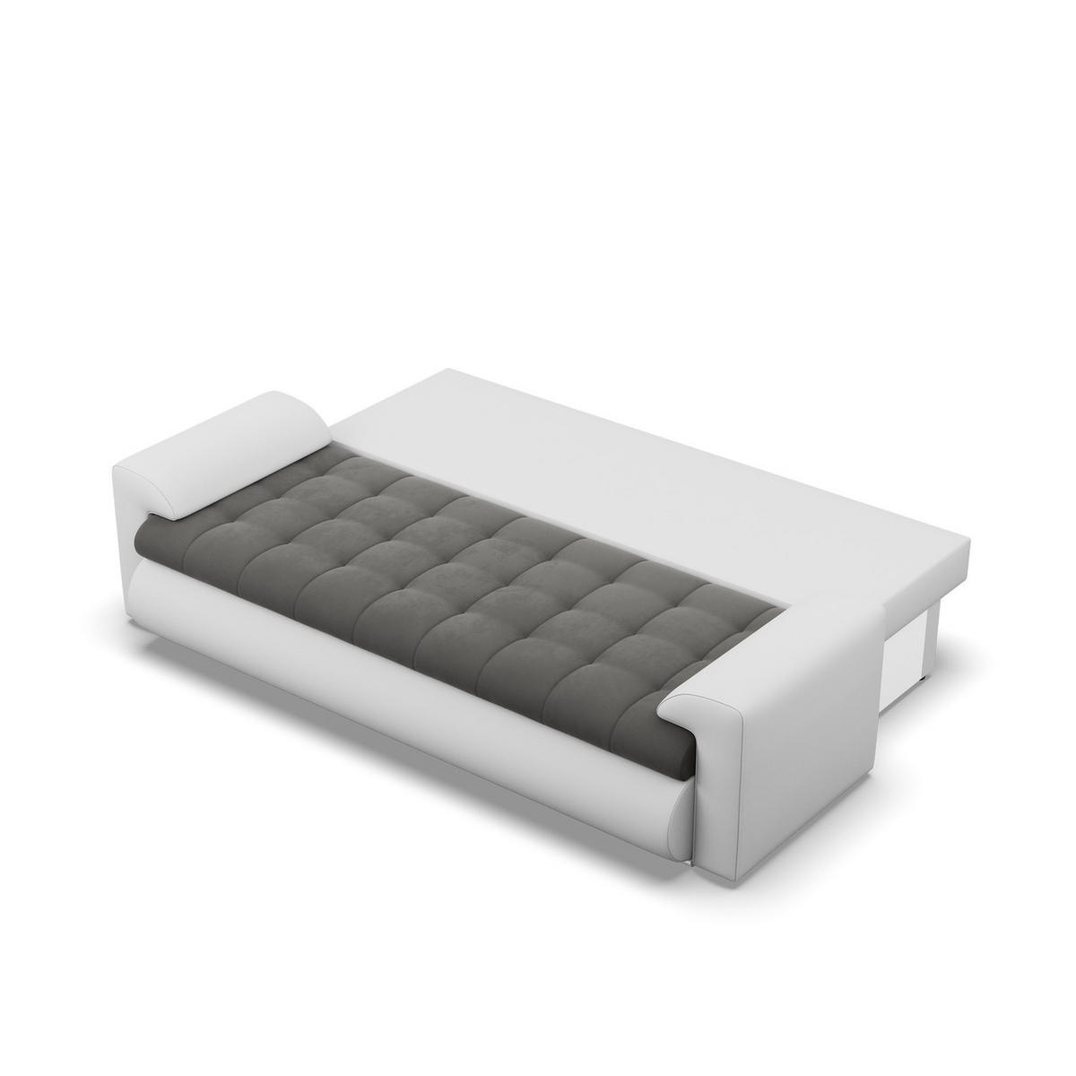SOFA 3-SITZER MIT SCHLAFFUNKTION FORESTA, Dunkelgrau + Grau - Dunkelgrau/Hellgrau, Textil (222/92/96cm)