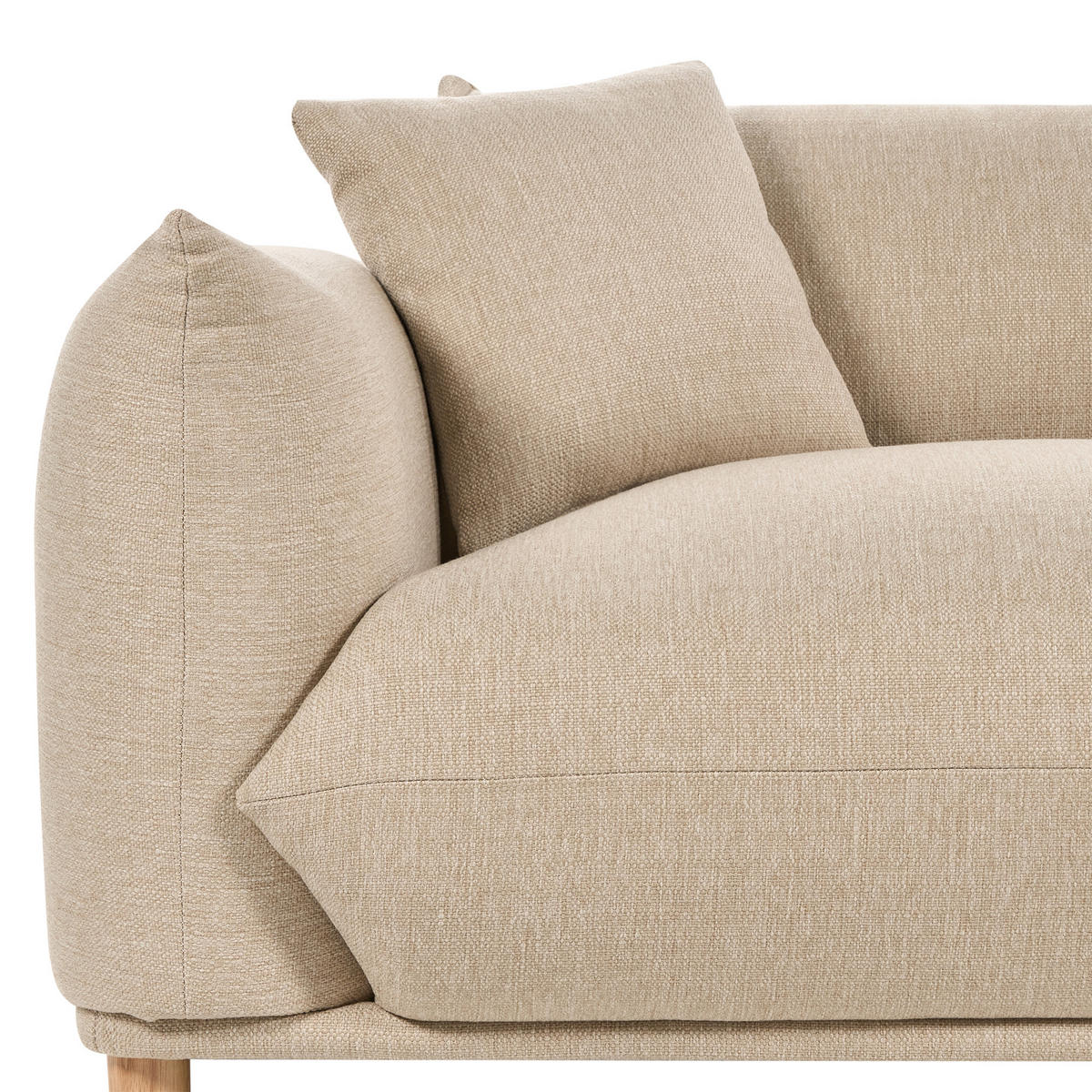 3-SITZER-SOFA hellbeige mit Kissen Luvos - Hellbraun/Beige, Textil (220/75/104cm) - Beliani