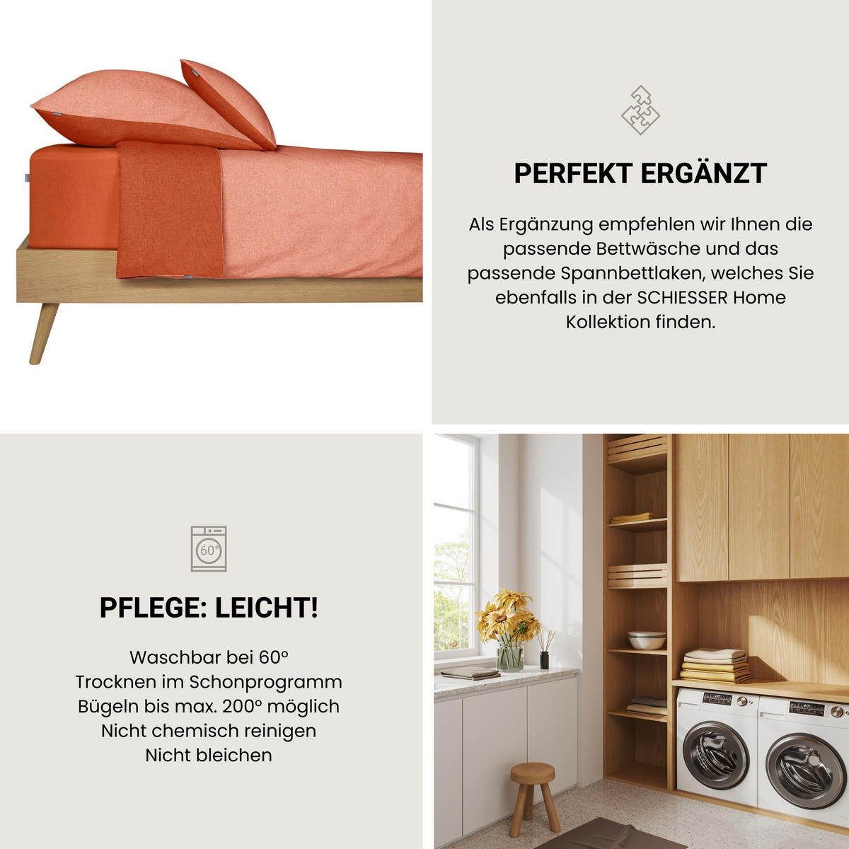 KISSENHÜLLENSET Doubleface - Renforcé - 2-teilig - 40 x 80 cm - Terrakotta - Terracotta, Textil (40/80cm) - SCHIESSER