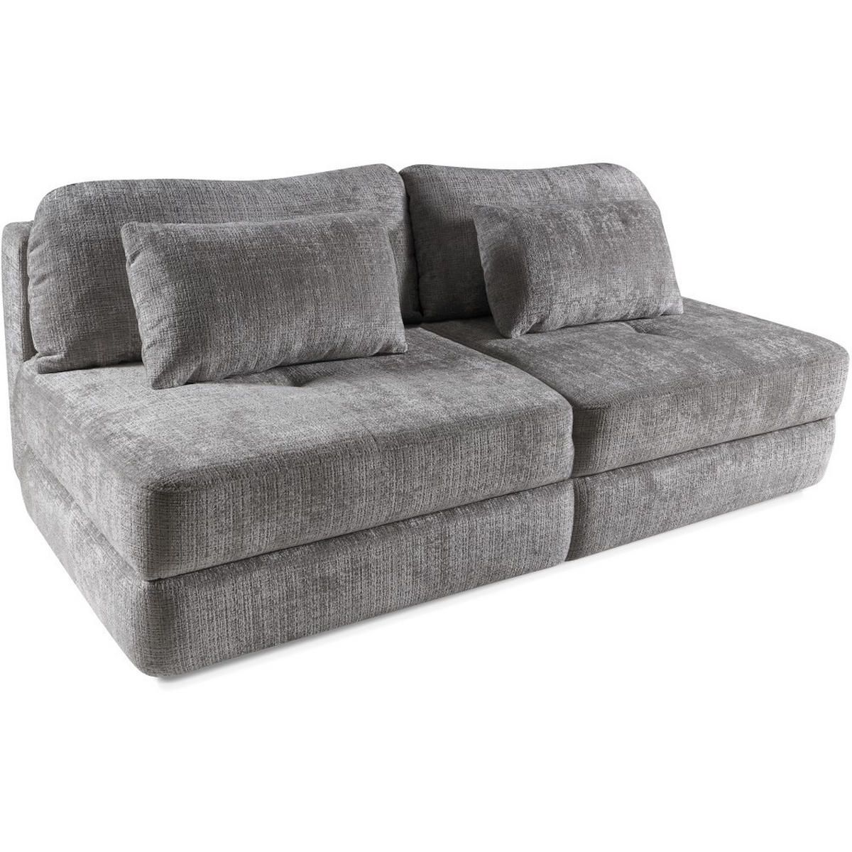 SCHLAFSOFA 3-Sitzer Ravo mit Schlaffunktion, Grau - Schwarz/Grau, Textil (214/93/118cm) - Beautysofa