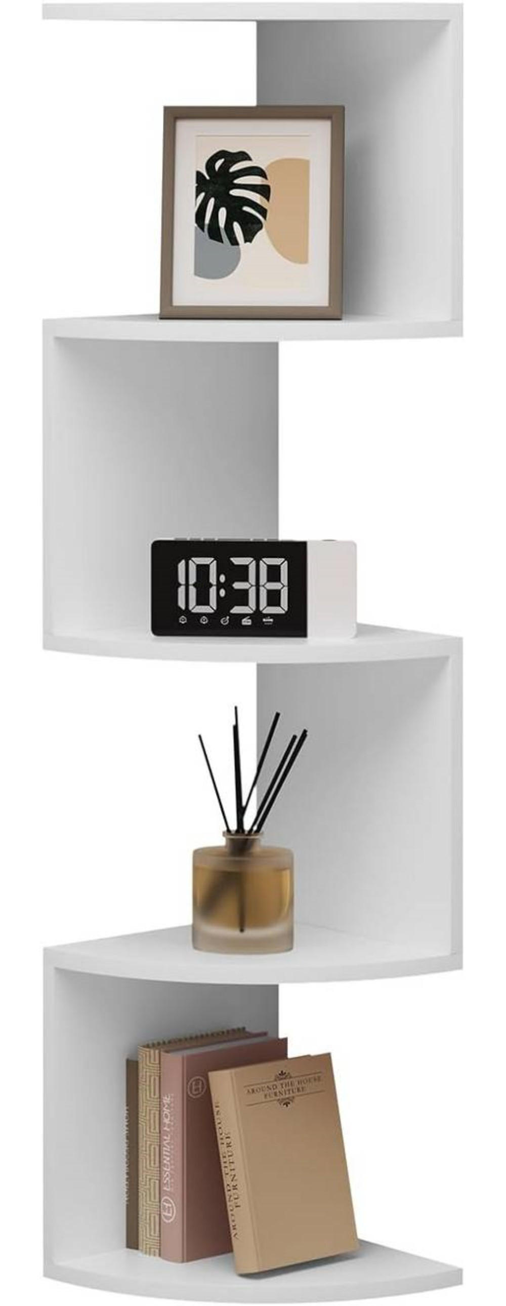 ECKREGAL 5 Ablagen, Zickzack-Design, Weiß - Weiß, Holzwerkstoff (25/106/25cm) - Woltu