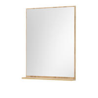 BADSPIEGEL Wotan Eiche, Badspiegel mit Ablage 60 x 80 cm, Center - Eiche Wotan, Glas/Holzwerkstoff (60/80/12cm) - Furn.Design