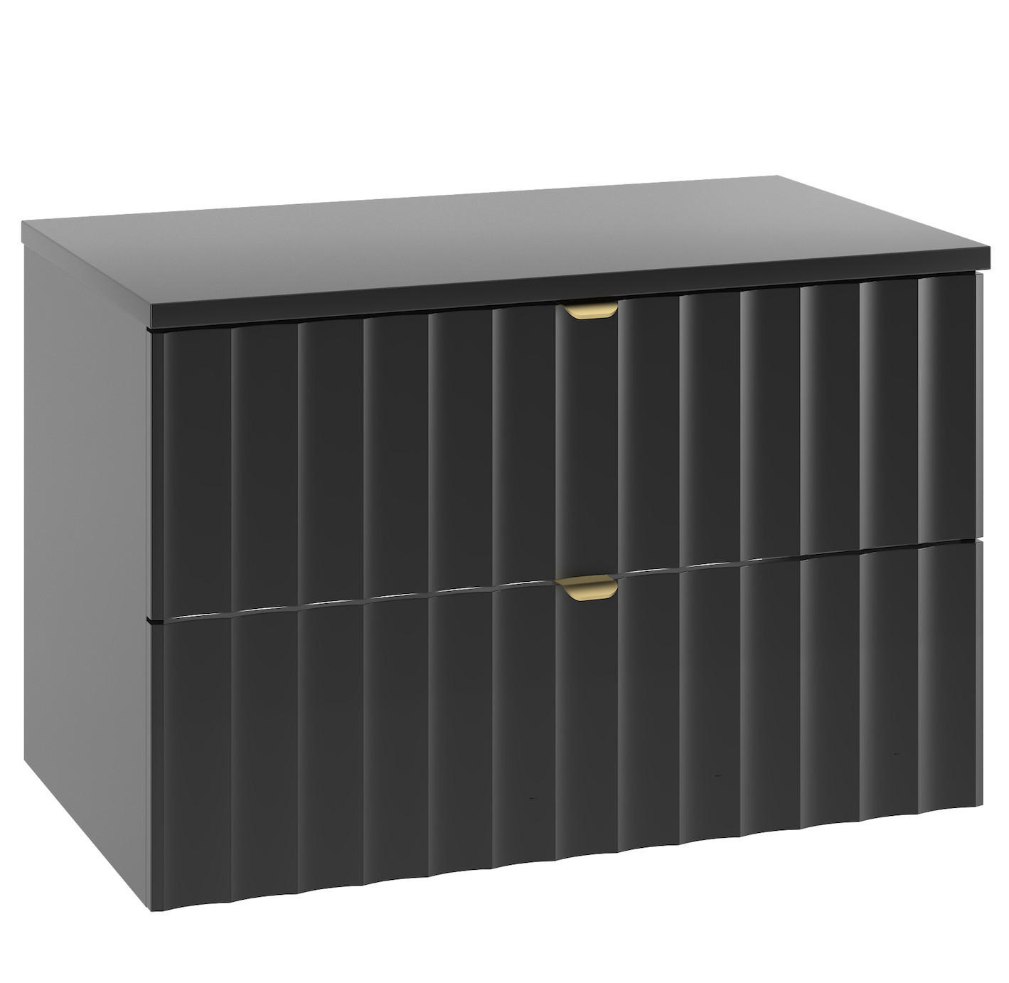 WASCHBECKENUNTERSCHRANK Azore 2 Schubladen Schwarz Matt - 80 x 46 x 52 cm - Schwarz, Holz (80/46/50cm) - Badplaats