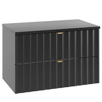 WASCHBECKENUNTERSCHRANK Azore 2 Schubladen Schwarz Matt - 80 x 46 x 52 cm - Schwarz, Holz (80/46/50cm) - Badplaats