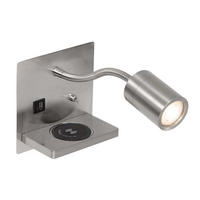 LED WANDLEUCHTE Metall Stahl Grau schwenkbar Ladestation - Silberfarben, Metall (30/16/16cm)