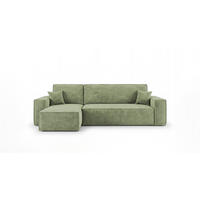 ROHOVÁ pohovka CALIFORNIA MINI levá světle zelená manšestr Poso 47 - funkce spaní, úložný prostor - světle zelená, textil (245/140cm) - Cornero
