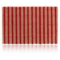 FUSSMATTE Rot Natur Kokos rutschfest 60x40 cm - Multicolor, Kunststoff/Textil (60/40cm) - Relaxdays