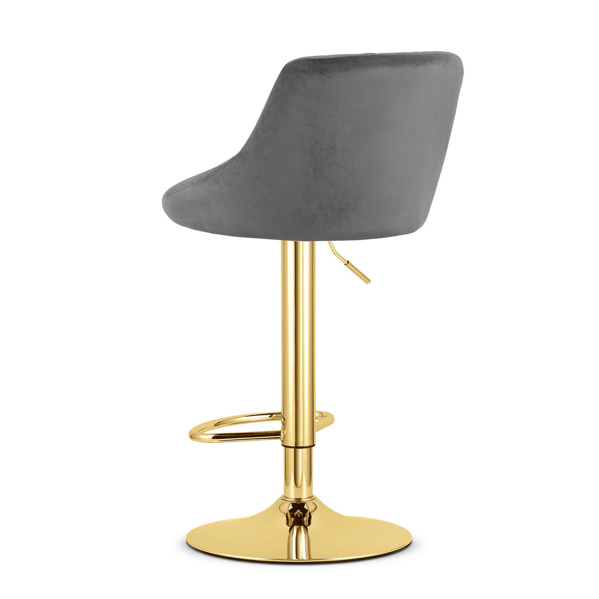 BARHOCKER DAKA grauer Sitz, Goldbasis - Grau, Textil (45.5/105/49cm) - Valora