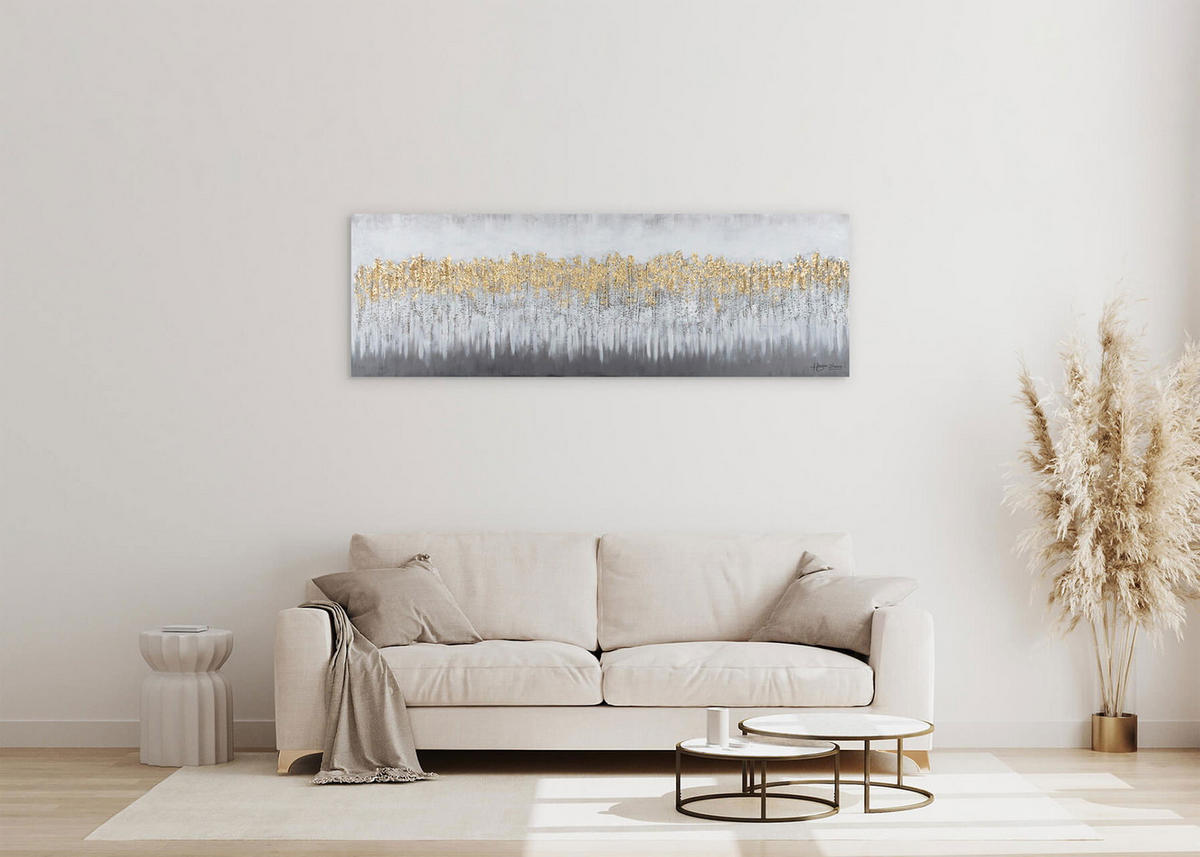 ACRYLBILD HANDGEMALT 150/50 cm - Grau, Holz/Textil (2.4/50cm) - KUNSTLOFT