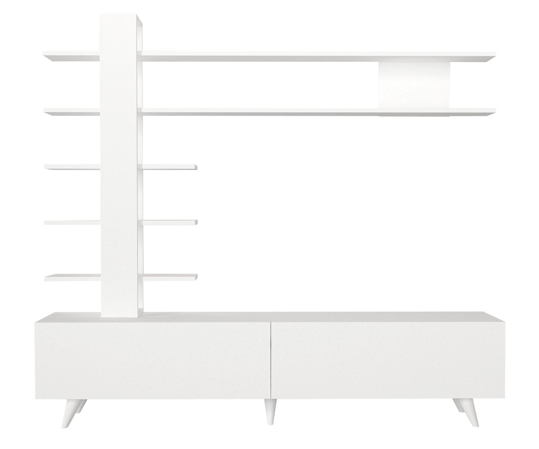 WOHNWAND Aleyna Weiß - Weiß, Holzwerkstoff/Kunststoff (180/161/32cm) - moebel17