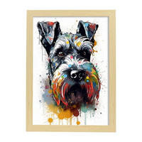 POSTER Schnauzer & Elvis A4 Rahmen Aus Hellem Holz - Beige, Papier (29.7/5/21cm) - Nacnic
