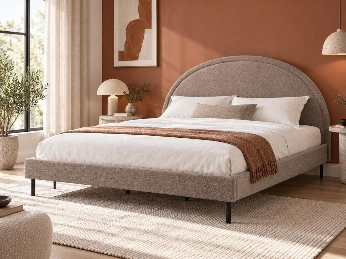 BETT mit Lattenrost 180x200 cm Beige Margut - Taupe, Textil (180/200cm) - Beliani