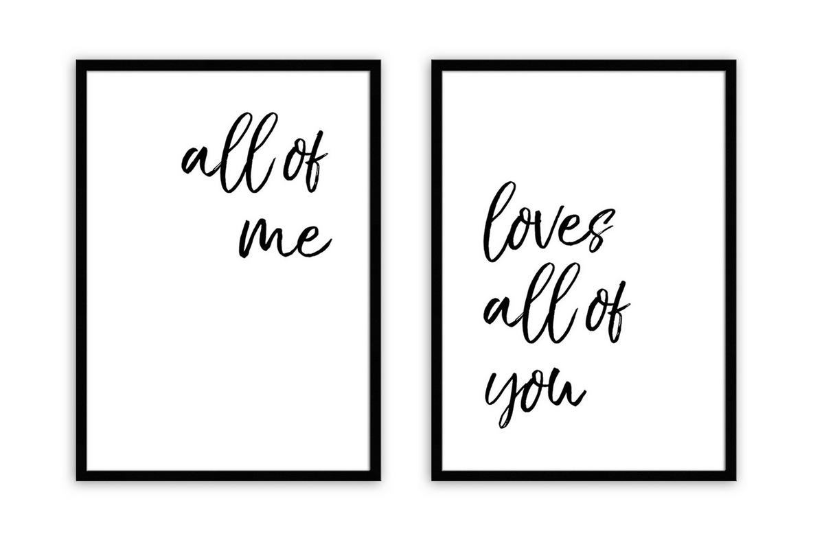 BILD mit Rahmen 2er Set 51x71 cm Spruch: Liebe - Weiß, Holz (51/71cm) - artissimo