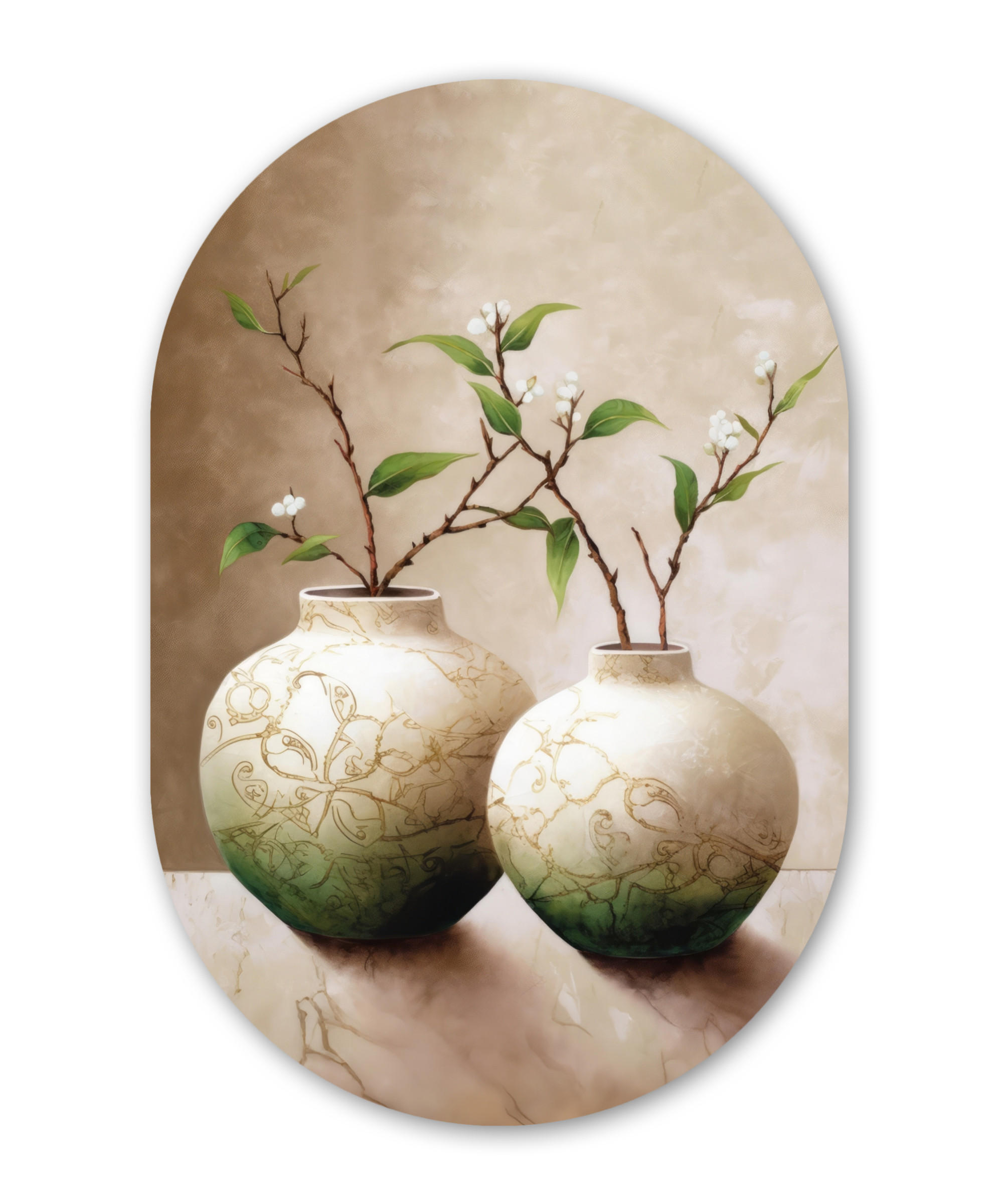 OBRAZ NA STENU Kvety - Váza - Biela - Botanická - Béžová 40x60 cm - écru, plast (40/60cm) - MuchoWow